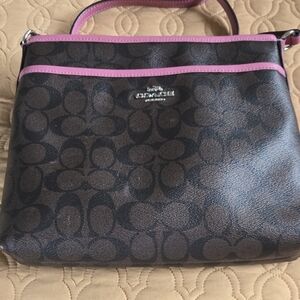 Coach Brown and Pink Shoulder Bag with Signature Design